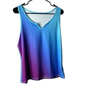 Shein Womens Ombre Notched Neck Tank Top Blue Purple Size XL NWOT